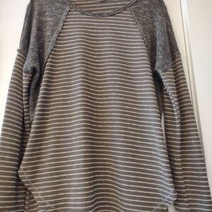 Hem & Thread Charcoal Striped Knit Top